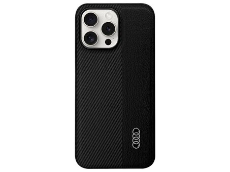 Чохол Leather Metal Logo Audi iPhone 16 Pro black