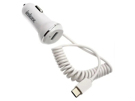 АЗП INKAX CC-01 (5V/2.4A/1USB) + кабель Type-C white
