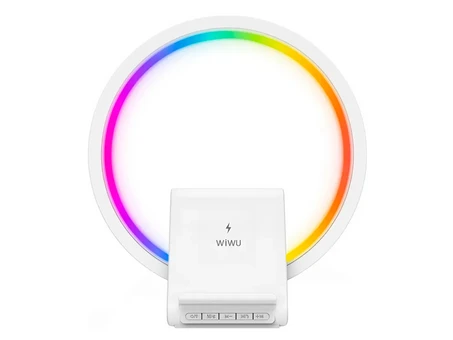 Смарт-лампа RGB WIWU W021 LED Беспроводная Зарядка Динамик белый