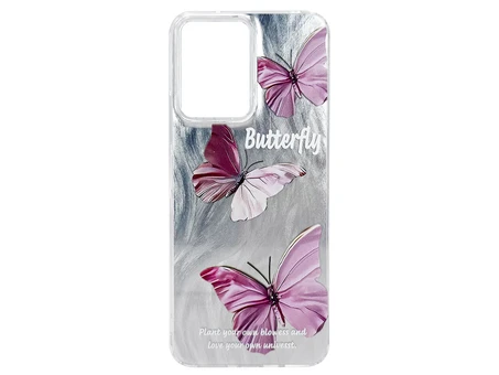 Накладка Paint Stroke Butterflies Redmi Note 12 silver