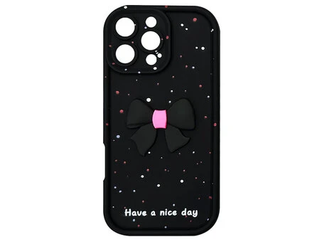 TPU 3D Cute Bow Camera with Strap iPhone 15 Pro black