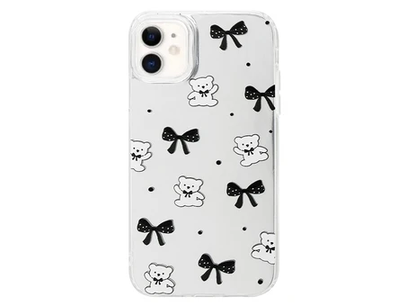Накладка Paint Stroke Teddy Bears and Bows iPhone 11 silver