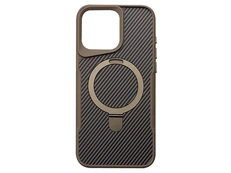 Накладка Carbon Metal Buttons MagSafe + Ring iPhone 15 Pro Max brown