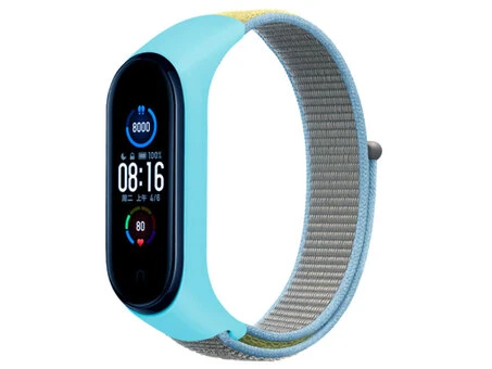 Ремінець Nylon + Silicone Mi Band 3/4/5 blue/yellow
