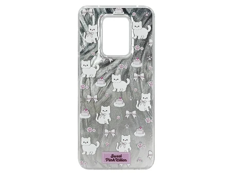 Накладка Paint Stroke Sweet Pink Kitten Redmi Note 9s/Note 9 Pro/Note 9 Pro Max silver