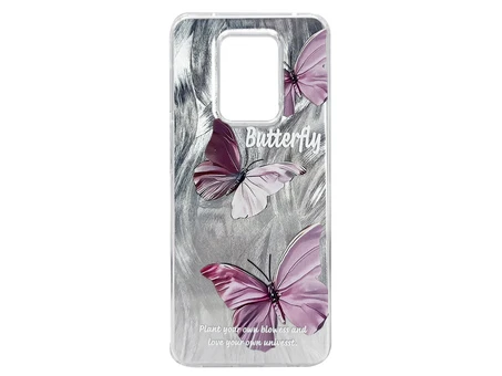 Накладка Paint Stroke Butterflies Redmi Note 9s/Note 9 Pro/Note 9 Pro Max silver