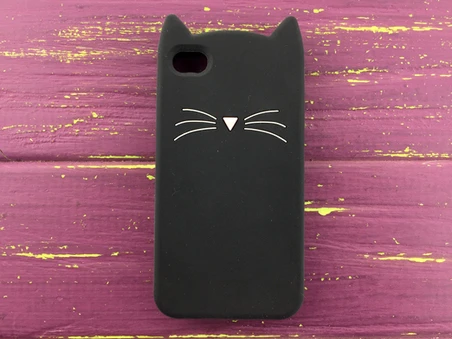 3D КОШКА для iPhone 4 Черный