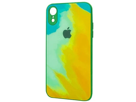 TPU+Glass Watercolor iPhone Xr see breeze lime