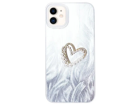 Накладка 3D Heart Diamond Paint Stroke iPhone 11 silver