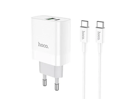 МЗП HOCO C80A 1Type-C/1USB 20W/QC3.0 + кабель Type-C to Type-C white