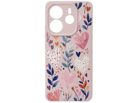 Накладка Silicone Print Love Bloom Redmi Note 14 4G pink