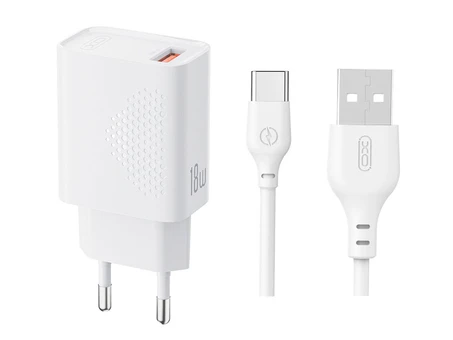 МЗП XO L159 1USB/18W + кабель Type-C white