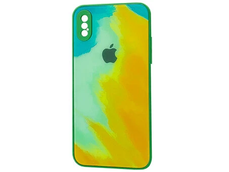 TPU+Glass Watercolor iPhone X/Xs see breeze lime