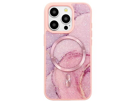 Накладка Crystal Geode MagSafe iPhone 16 Pro Max pink