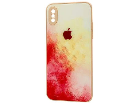 TPU+Glass Watercolor iPhone X/Xs peach oolong