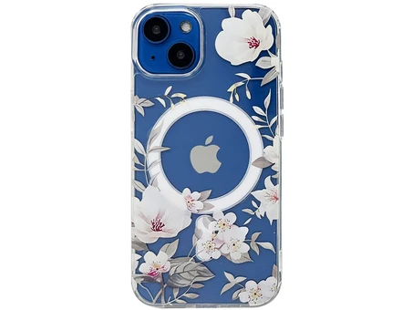 Накладка Flowers MagSafe iPhone 13/14 clear