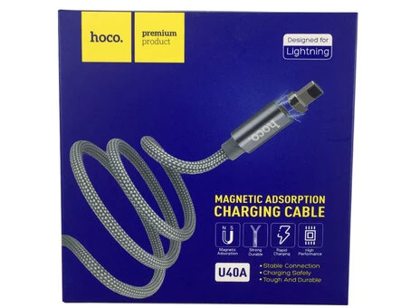 Кабель HOCO U40A Magnetic Lightning 2A (1m) gray