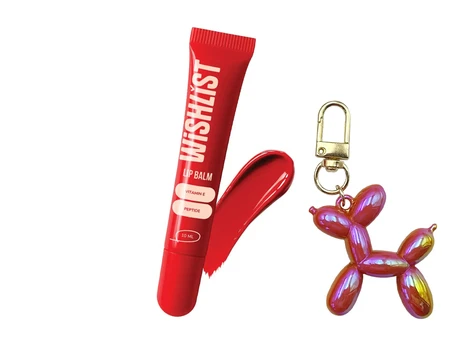 Lip Balm WISHLIST + брелок Baloon dog velvet coral