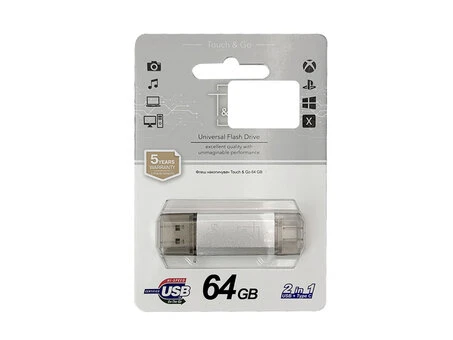 USB Flash Drive 2in1 64 Gb USB/Type C silver