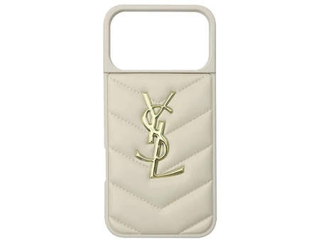 Накладка Leather Puffer iPhone 17 Pro Max YSL milk