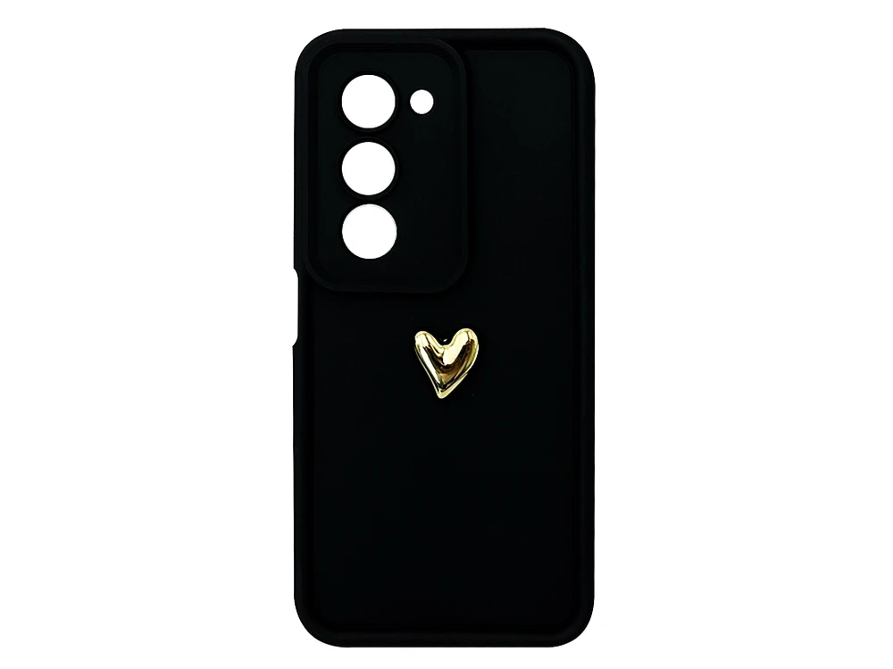 TPU 3D Gold heart Camera Redmi 15 4G (EU vers.) black