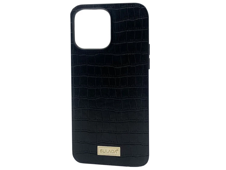 Накладка SULADA Leather Crocodile iPhone 14 Pro black