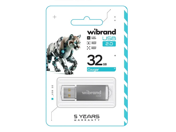 USB Flash 2.0 Wibrand Cougar 32Gb silver