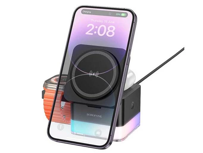 Wireless Charger Borofone BQ34 3in1 15W black