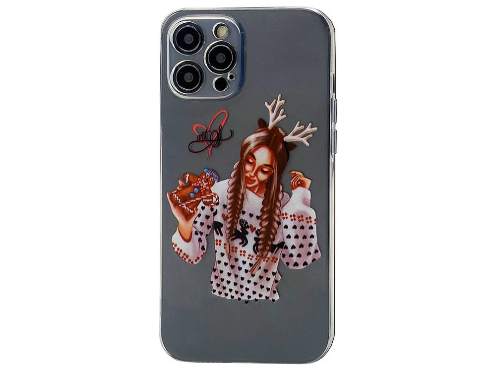 Накладка силікон Print iPhone 12 Pro Max Girl in a Christmas sweater