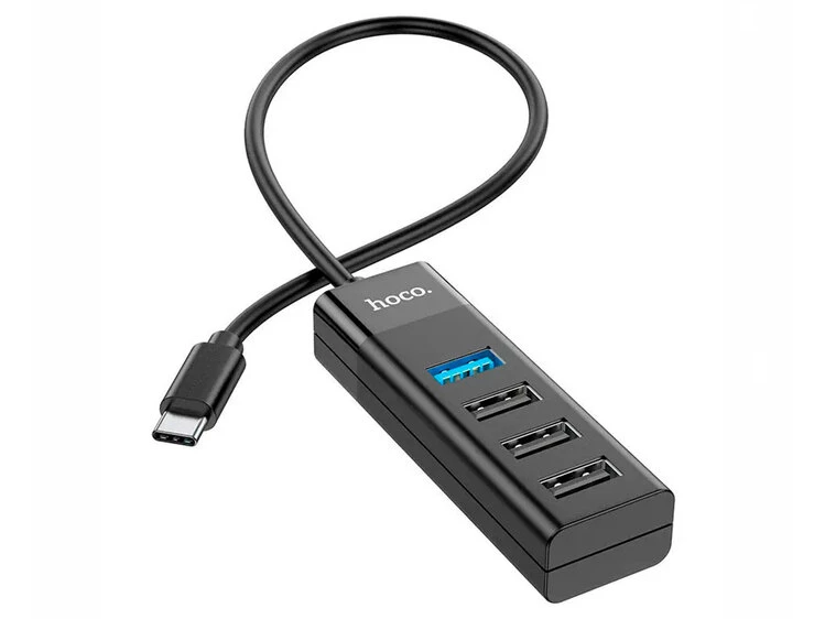 USB 3.0 HUB Hoco HB25 4 in1 Type-C to USB3.0+USB2.0*3 (0.25m) black