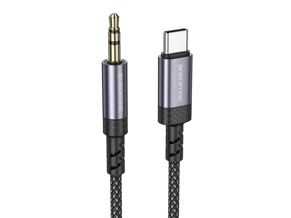 Кабель AUX Borofone BL24 3.5 to Type-C (1m) gray