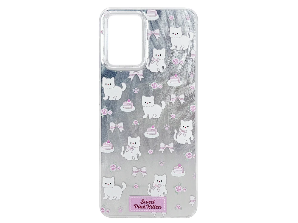Накладка Paint Stroke Sweet Pink Kitten Samsung A22/M22/M32 silver