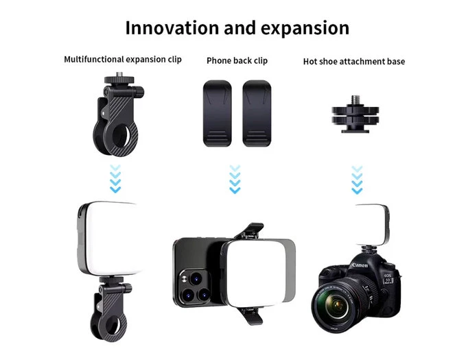 Портативное видеосвет M11 с зажимом для фиксации 2000mAh 3000-9900K 7,5*7,5см черный