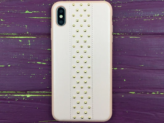Накладка Leather metal iPhone Xs Max Pink