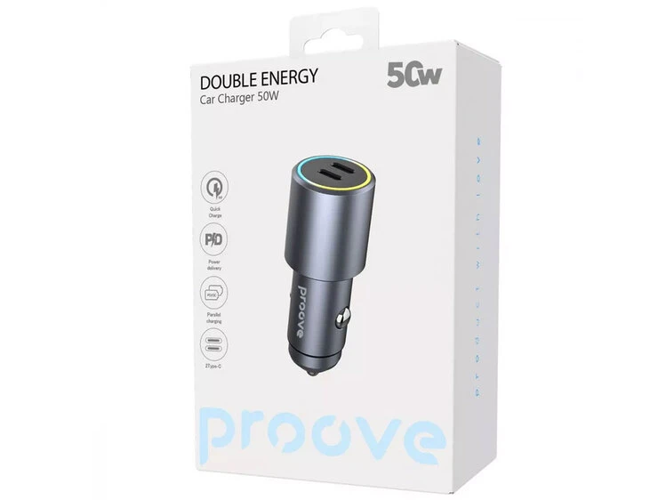 АЗП Proove Double Energy 2Type-C/50W серый