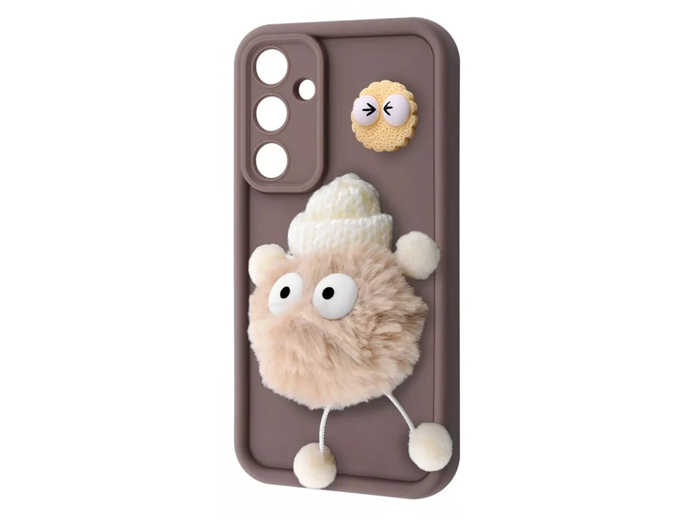 TPU 3D Fluffy Toy Camera Samsung A55 brown