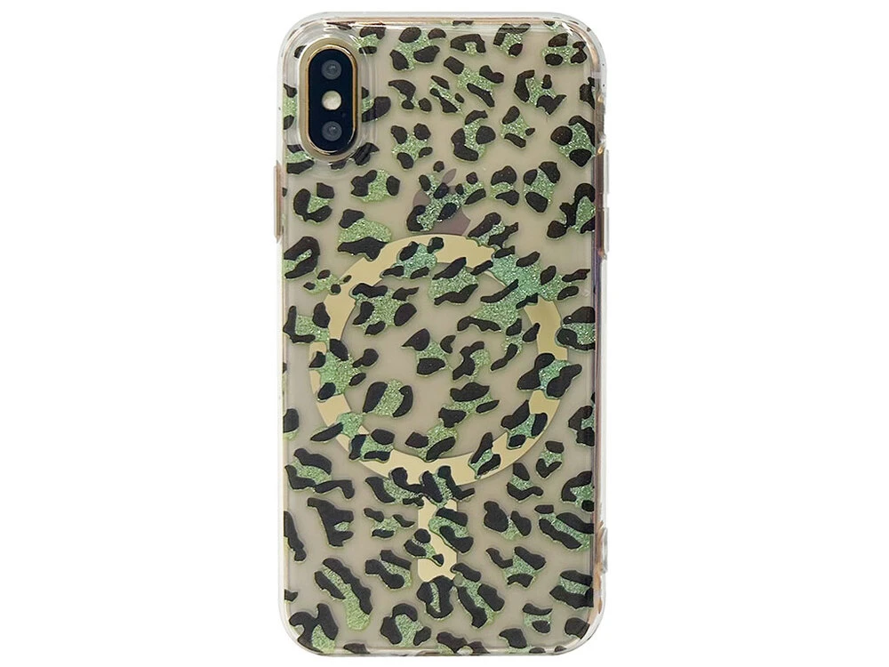 Накладка Transporent Print with MagSafe iPhone X/Xs leopard
