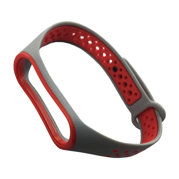 Ремінець силікон Sport Mi Band 3/4 gray/red