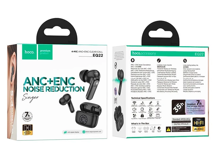 Bluetooth навушники Hoco EQ22 ANC black