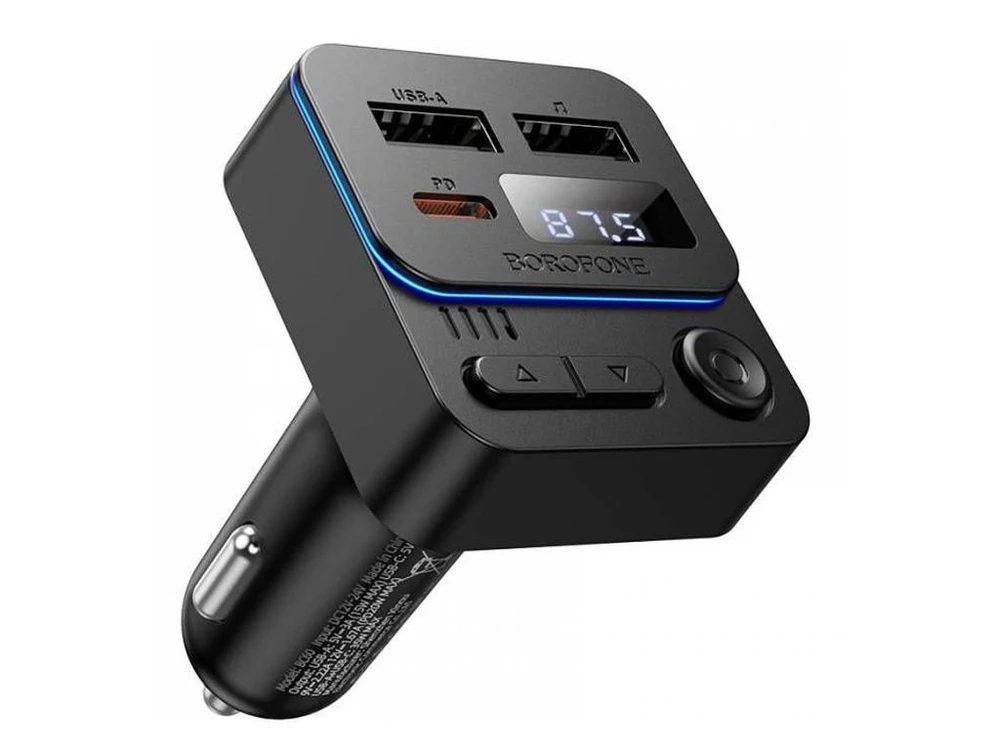 FM Modulator BOROFONE BC60 1USB/1Type-C/35W black