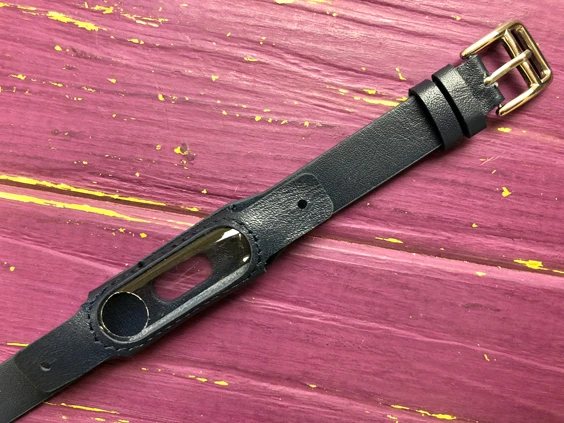 Ремінець шкіра Xiaomi Mi Band 2/3 dark blue