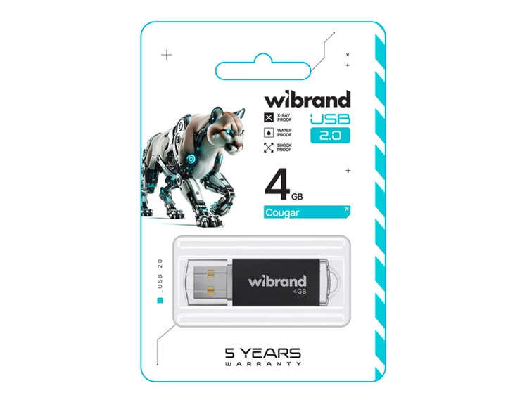 USB Flash 2.0 Wibrand Cougar 4Gb black