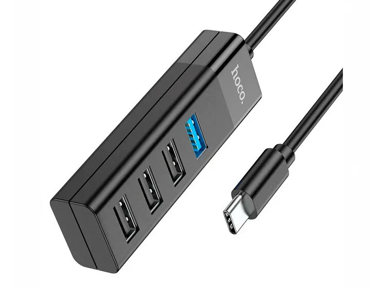 USB 3.0 HUB Hoco HB25 4 in1 Type-C to USB3.0+USB2.0*3 (0.25m) black