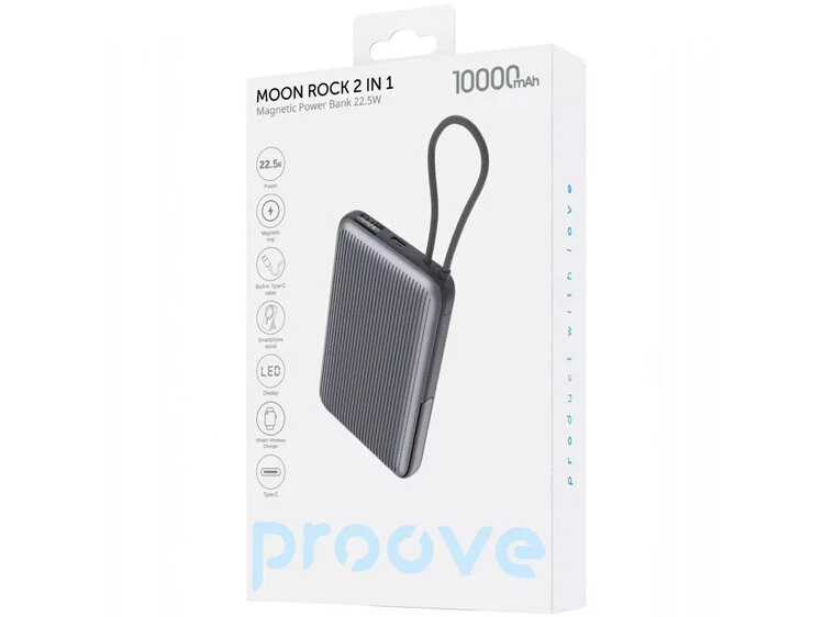 Power Bank Proove Moon Rock Magnetic Stand 10000mAh 22.5W black