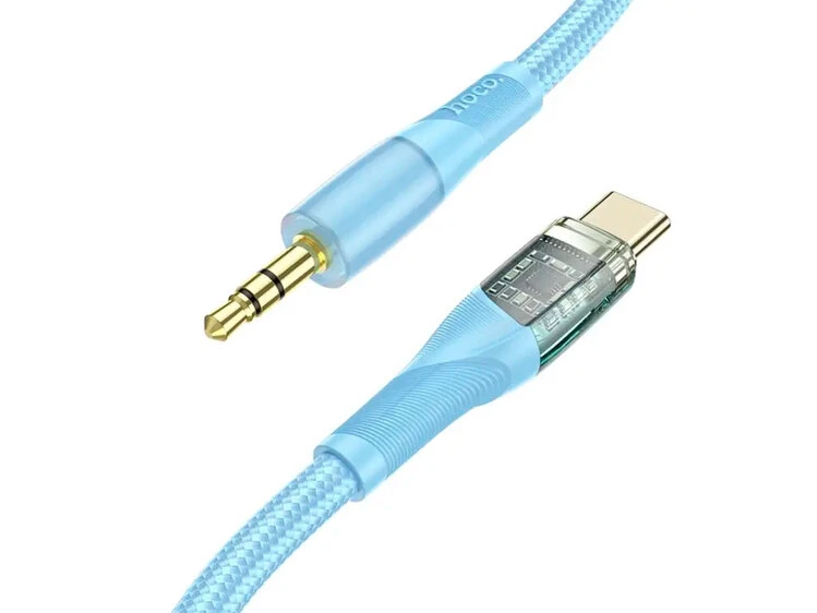 Кабель AUX Hoco UPA25 3.5 to Type-C (1m) blue