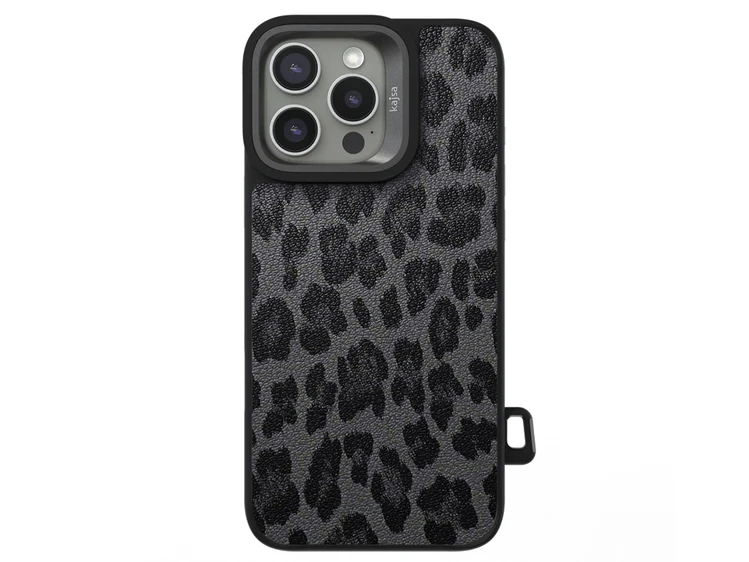 Kajsa Glamorous Collection Leopard Pattern back case MagSafe iPhone 16 Pro black