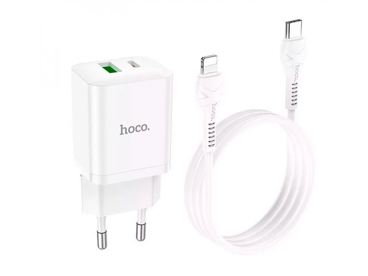 МЗП HOCO N28 20W 1Type-C/1USB + кабель Type-C-Lightning white