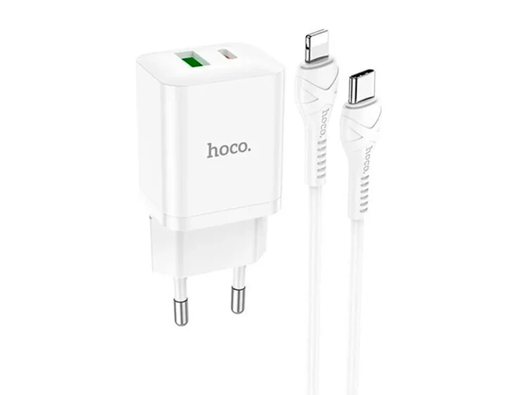 МЗП HOCO N28 20W 1Type-C/1USB + кабель Type-C-Lightning white