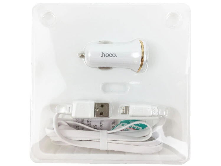 АЗП Hoco Z1 2.1A 2USB + кабель Lightning white