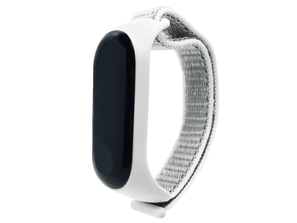 Ремінець Nylon + Silicone Mi Band 3/4/5 white/gray